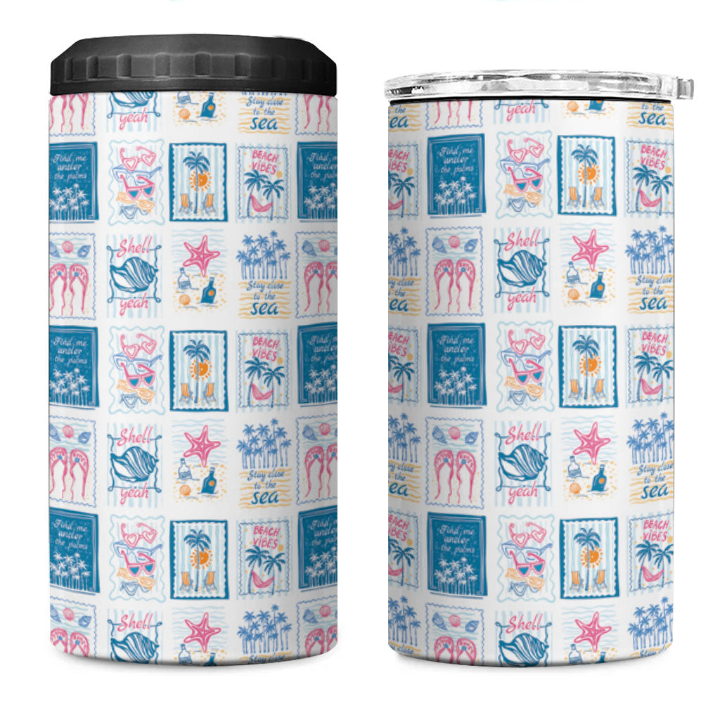 Hawaii Coastal Summer Postcard 4 in 1 Can Cooler Tumbler LT01 One Size: 16 oz Multicolor - Polynesian Pride