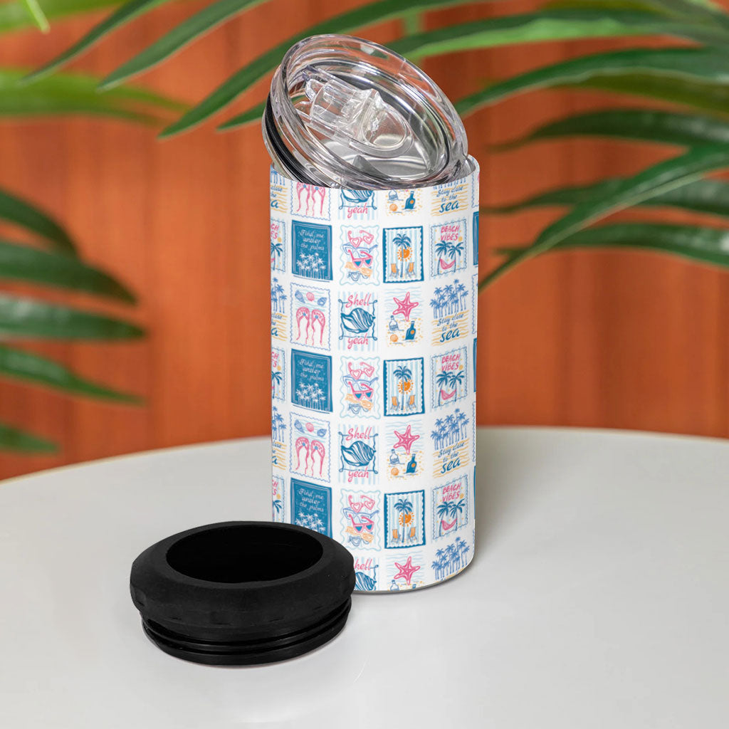 Hawaii Coastal Summer Postcard 4 in 1 Can Cooler Tumbler LT01 - Polynesian Pride