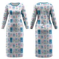 Hawaii Coastal Summer Postcard Couples Matching Long Sleeve Bodycon Dress and Hawaiian Shirt LT01 - Polynesian Pride