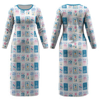 Hawaii Coastal Summer Postcard Couples Matching Long Sleeve Bodycon Dress and Long Sleeve Button Shirt LT01 - Polynesian Pride