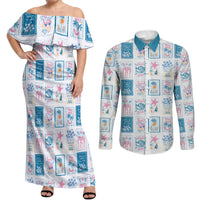 Hawaii Coastal Summer Postcard Couples Matching Off Shoulder Maxi Dress and Long Sleeve Button Shirt LT01 Multicolor - Polynesian Pride
