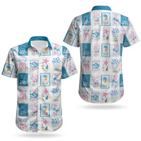 Hawaii Coastal Summer Postcard Couples Matching Off Shoulder Short Dress and Hawaiian Shirt LT01 - Polynesian Pride