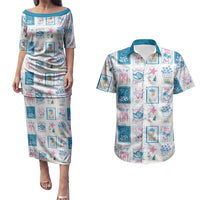 Hawaii Coastal Summer Postcard Couples Matching Puletasi and Hawaiian Shirt LT01 Multicolor - Polynesian Pride