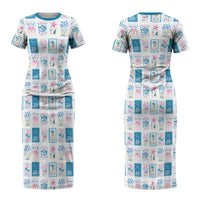 Hawaii Coastal Summer Postcard Couples Matching Short Sleeve Bodycon Dress and Long Sleeve Button Shirt LT01 - Polynesian Pride