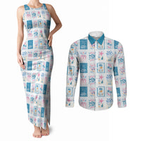 Hawaii Coastal Summer Postcard Couples Matching Tank Maxi Dress and Long Sleeve Button Shirt LT01 Multicolor - Polynesian Pride