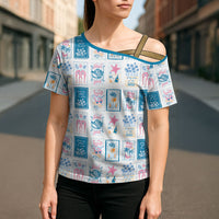 Hawaii Coastal Summer Postcard Cross Shoulder Shirt LT01 - Polynesian Pride