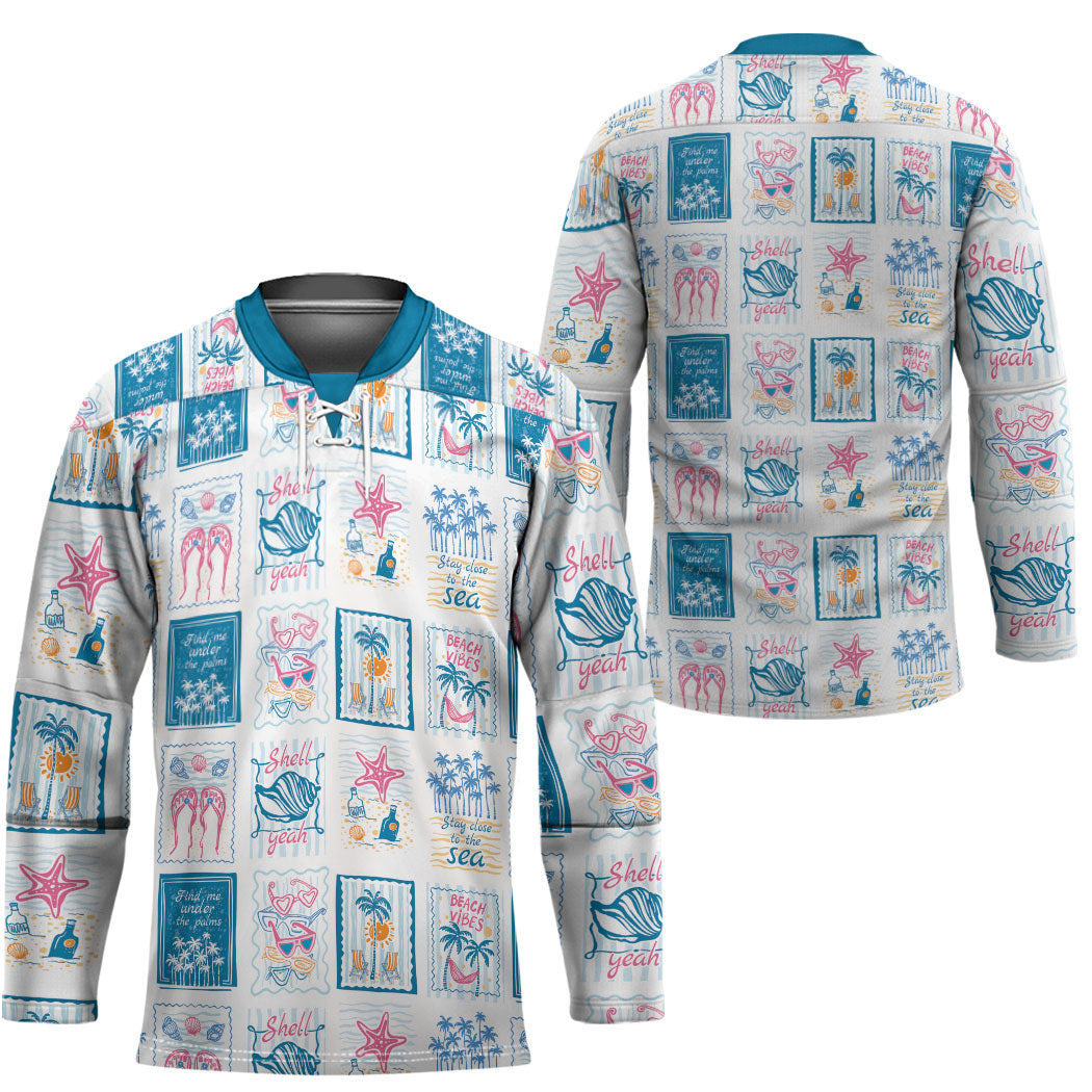 Hawaii Coastal Summer Postcard Hockey Jersey LT01 - Polynesian Pride