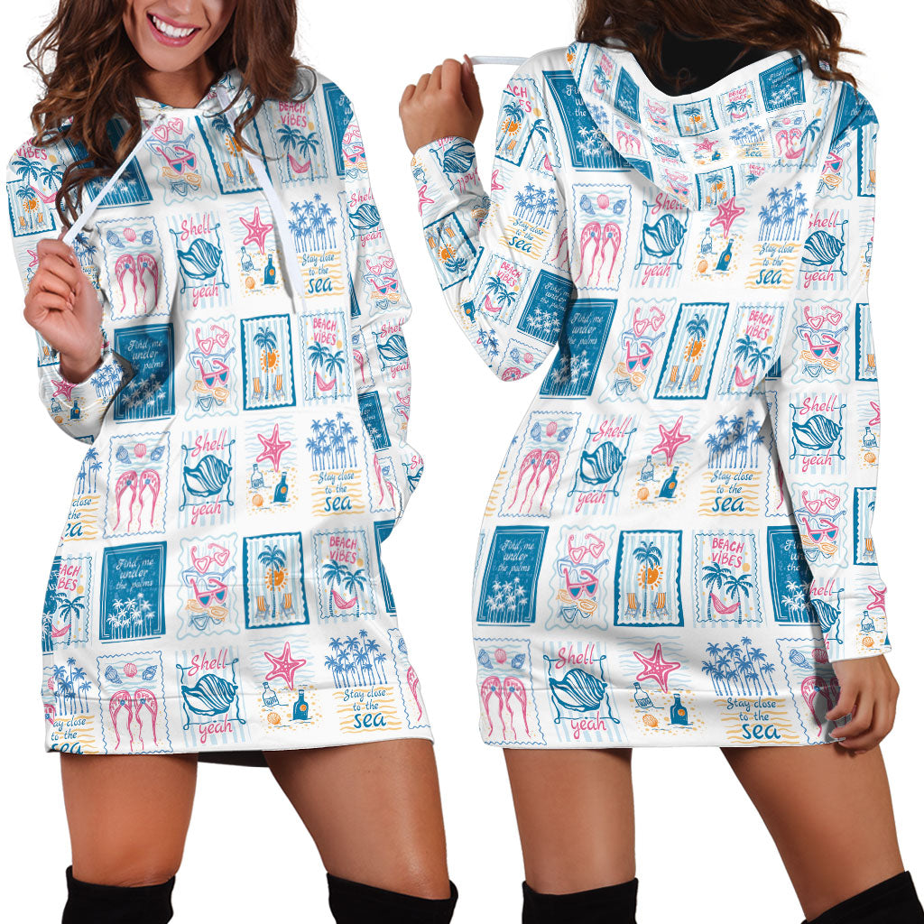 Hawaii Coastal Summer Postcard Hoodie Dress LT01 - Polynesian Pride