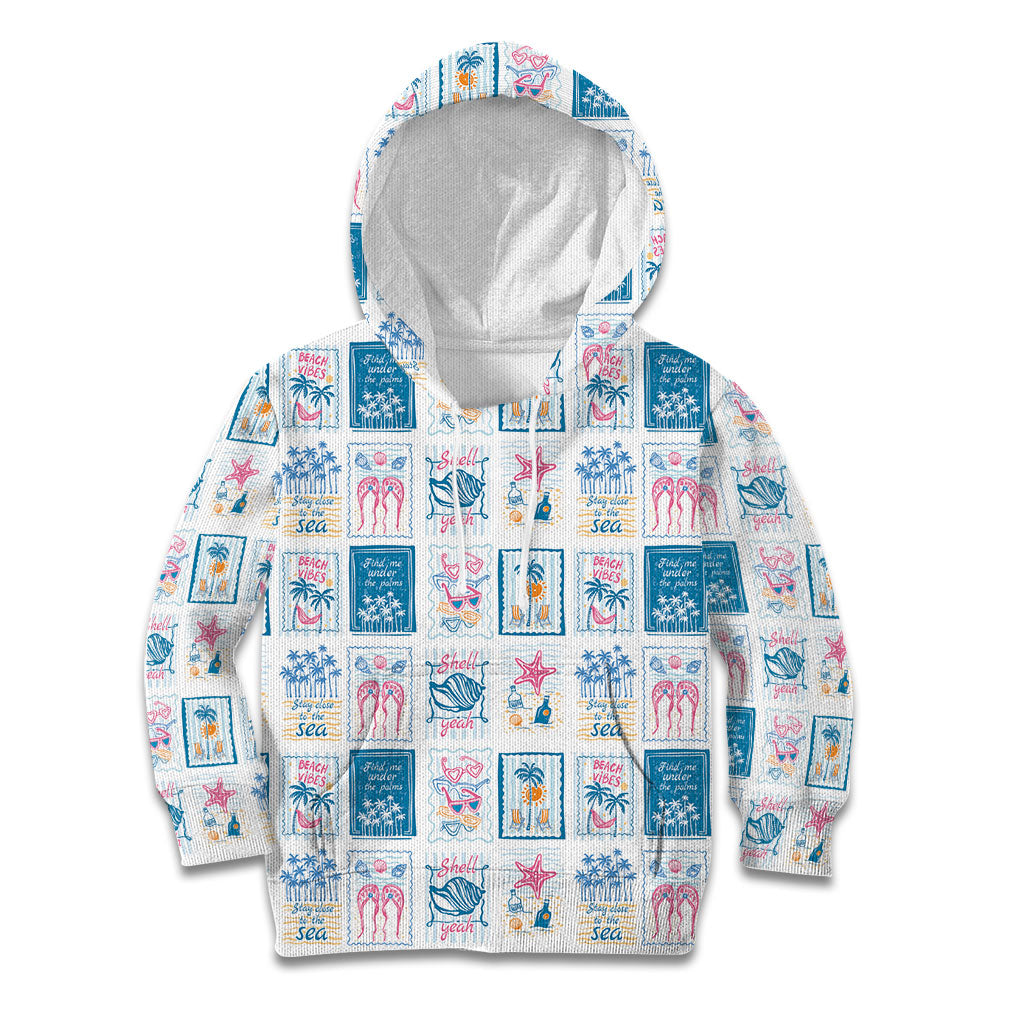 Hawaii Coastal Summer Postcard Kid Hoodie LT01 Hoodie Multicolor - Polynesian Pride