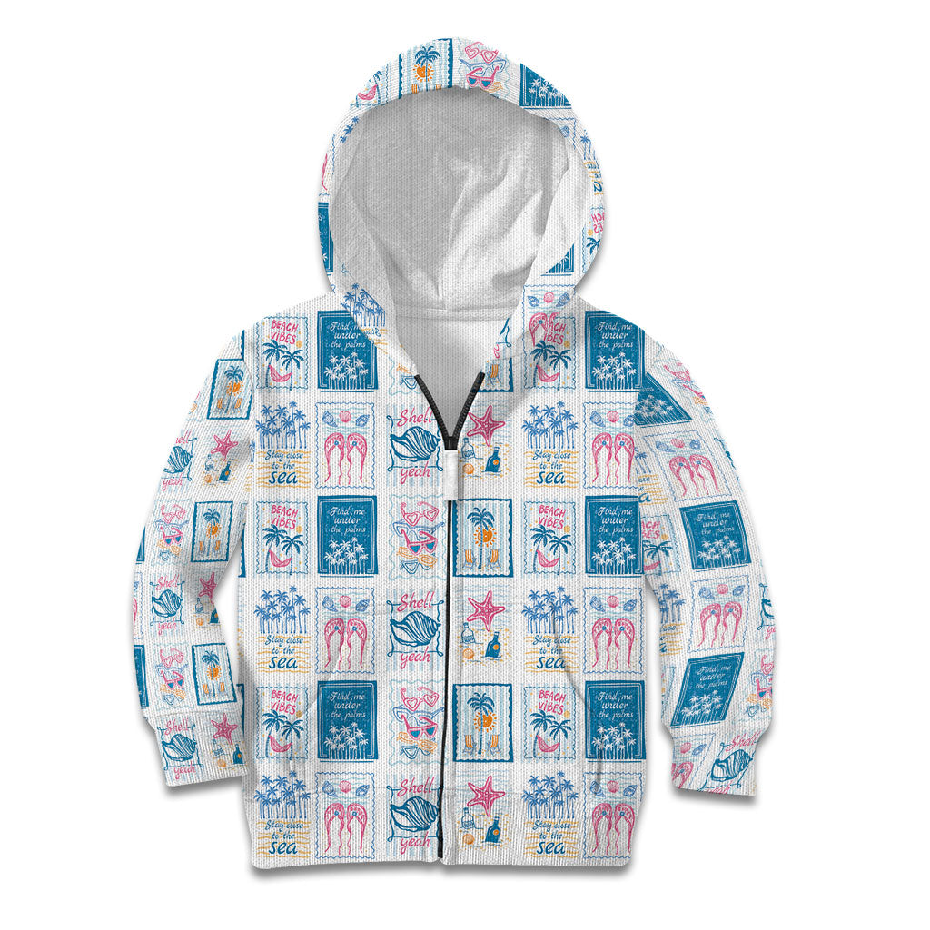 Hawaii Coastal Summer Postcard Kid Hoodie LT01 Zip Hoodie Multicolor - Polynesian Pride