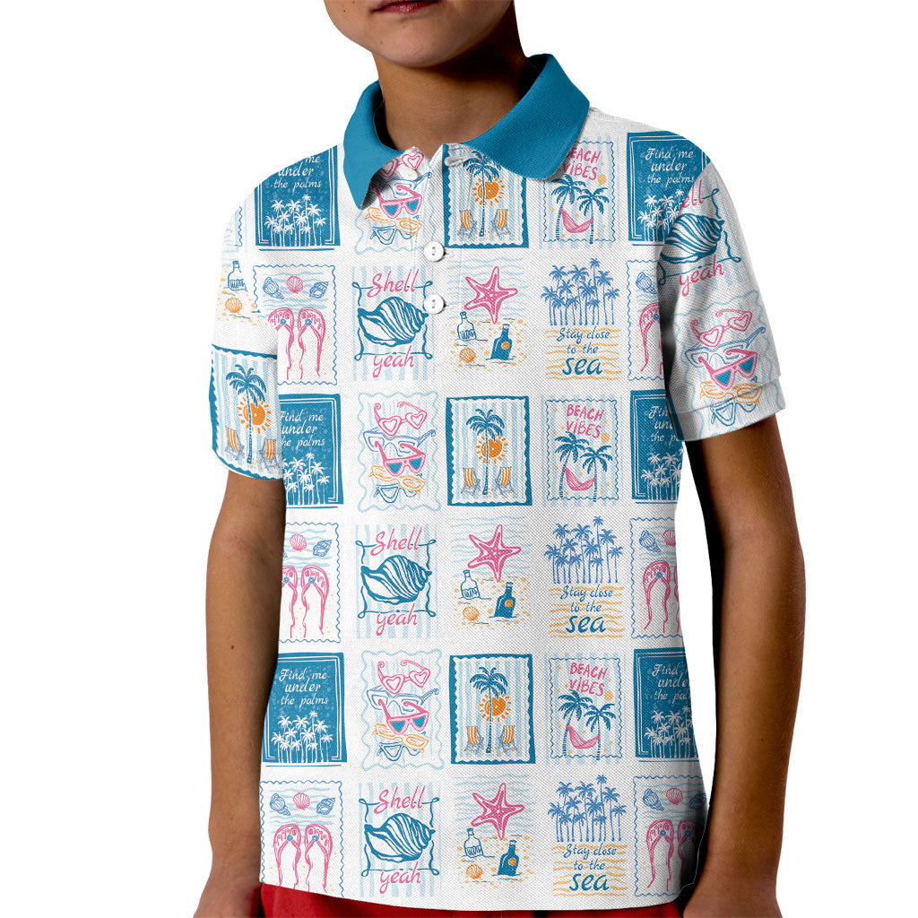 Hawaii Coastal Summer Postcard Kid Polo Shirt LT01 Kid Multicolor - Polynesian Pride