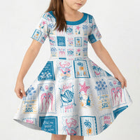 Hawaii Coastal Summer Postcard Kid Short Sleeve Dress LT01 KID Multicolor - Polynesian Pride