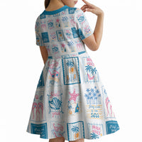 Hawaii Coastal Summer Postcard Kid Short Sleeve Dress LT01 - Polynesian Pride