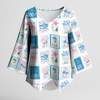 Hawaii Coastal Summer Postcard Kimono Sleeve Blouse LT01 Female Multicolor - Polynesian Pride