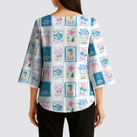 Hawaii Coastal Summer Postcard Kimono Sleeve Blouse LT01 - Polynesian Pride