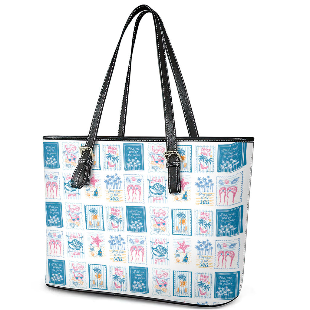 Hawaii Coastal Summer Postcard Leather Tote Bag LT01 - Polynesian Pride