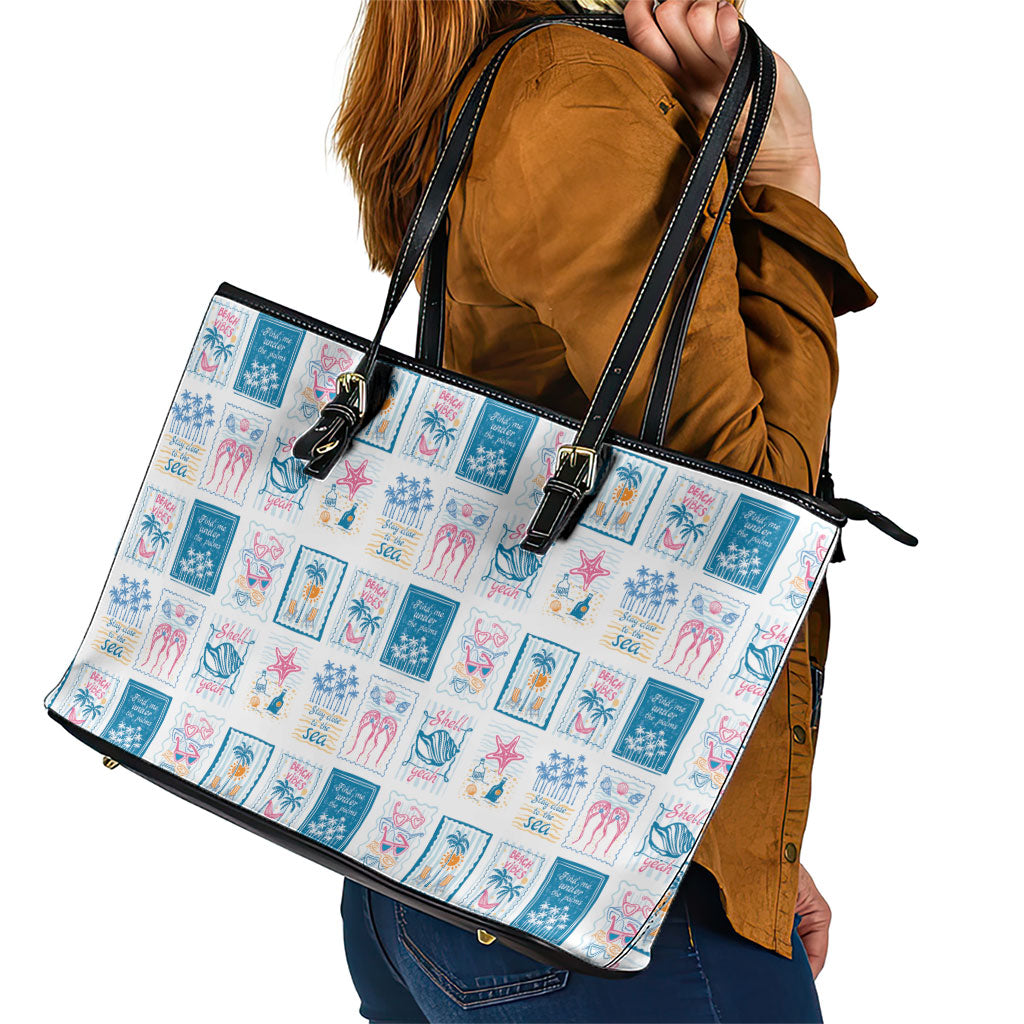 Hawaii Coastal Summer Postcard Leather Tote Bag LT01 - Polynesian Pride