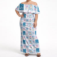Hawaii Coastal Summer Postcard Off Shoulder Maxi Dress LT01 Women Multicolor - Polynesian Pride