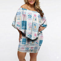 Hawaii Coastal Summer Postcard Off Shoulder Short Dress LT01 Women Multicolor - Polynesian Pride