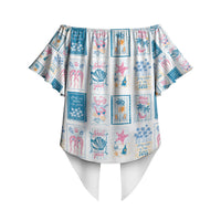 Hawaii Coastal Summer Postcard Off Shoulder Wrap Waist Top LT01 - Polynesian Pride