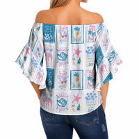 Hawaii Coastal Summer Postcard Off Shoulder Wrap Waist Top LT01 - Polynesian Pride