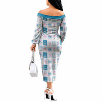 Hawaii Coastal Summer Postcard Off The Shoulder Long Sleeve Dress LT01 - Polynesian Pride