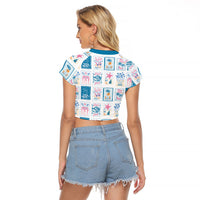 Hawaii Coastal Summer Postcard Raglan Cropped T Shirt LT01 - Polynesian Pride