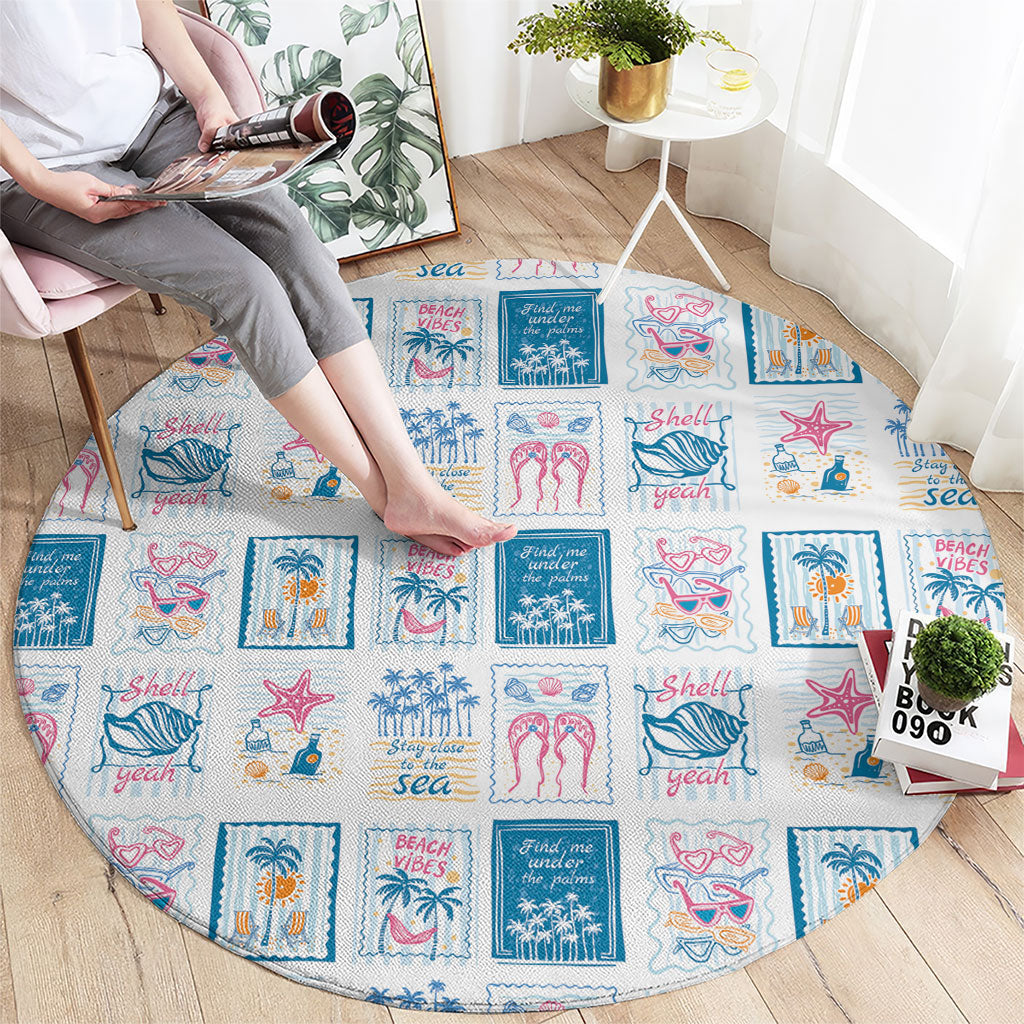 Hawaii Coastal Summer Postcard Round Carpet LT01 - Polynesian Pride