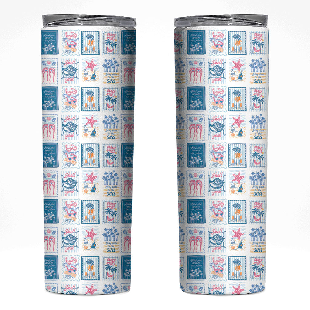 Hawaii Coastal Summer Postcard Skinny Tumbler LT01 Multicolor - Polynesian Pride