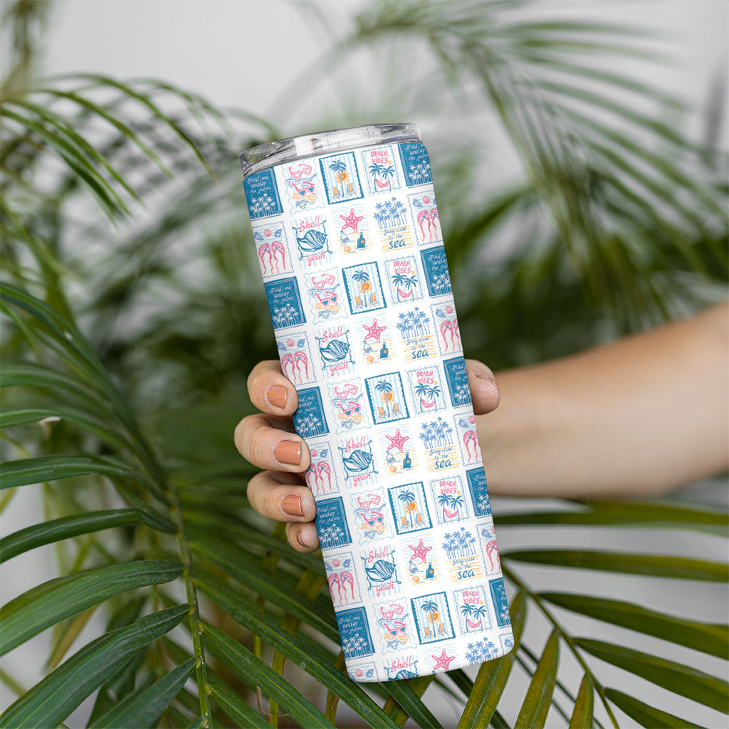 Hawaii Coastal Summer Postcard Skinny Tumbler LT01 - Polynesian Pride