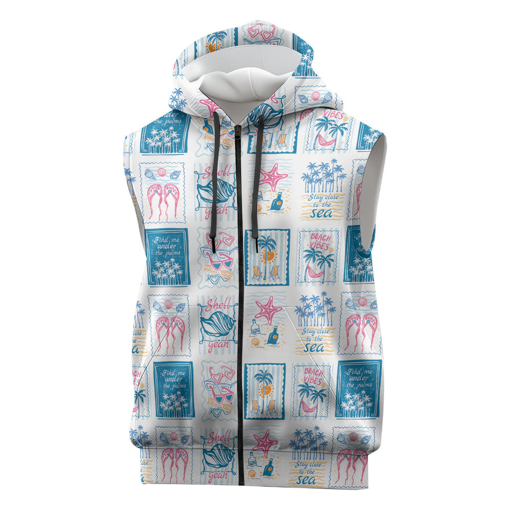 Hawaii Coastal Summer Postcard Sleeveless Zip Hoodie LT01 Multicolor - Polynesian Pride
