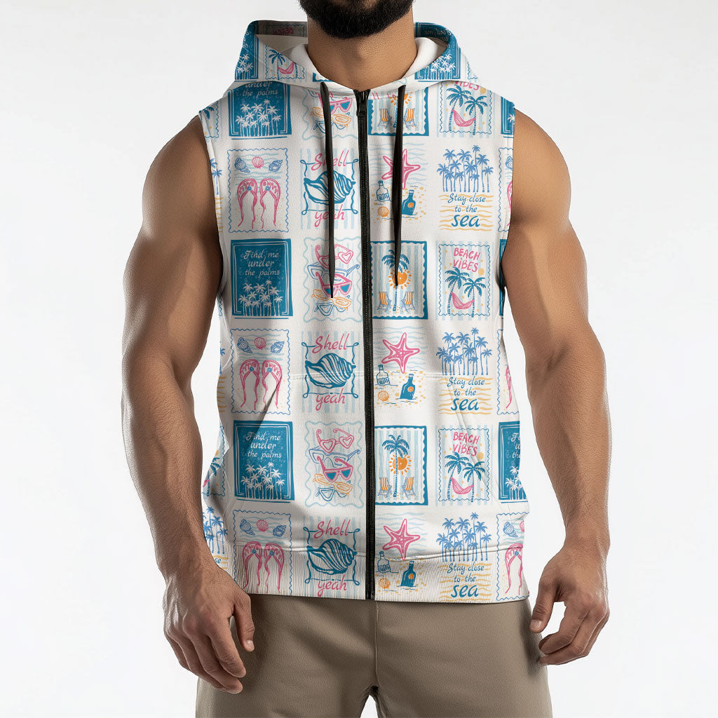 Hawaii Coastal Summer Postcard Sleeveless Zip Hoodie LT01 - Polynesian Pride