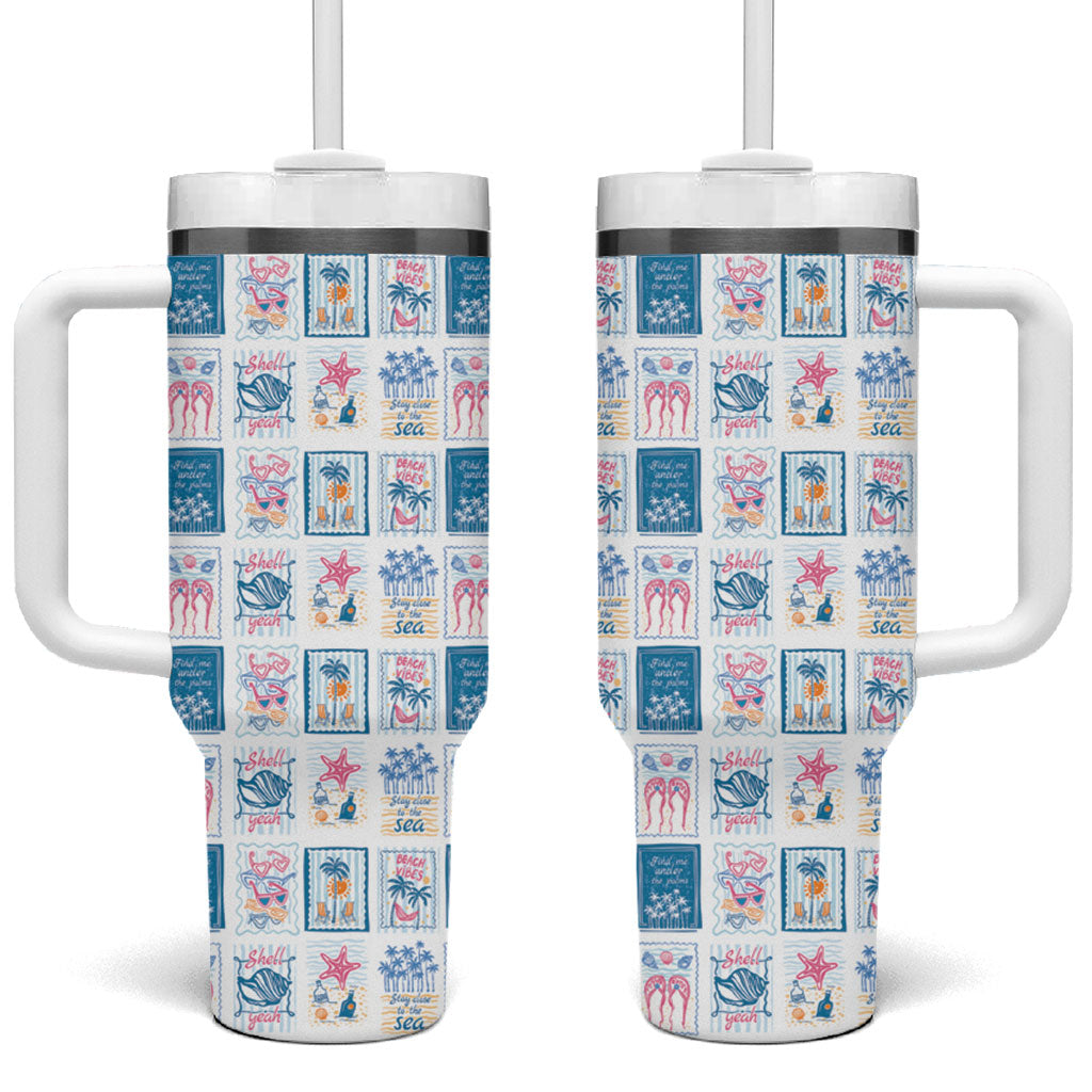 Hawaii Coastal Summer Postcard Tumbler With Handle LT01 One Size: 40 oz Multicolor - Polynesian Pride