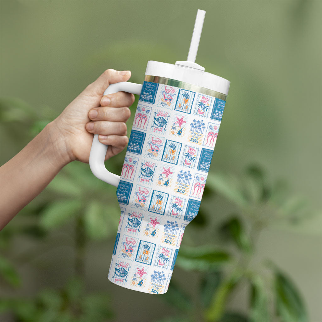 Hawaii Coastal Summer Postcard Tumbler With Handle LT01 - Polynesian Pride