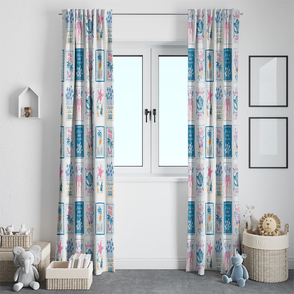 Hawaii Coastal Summer Postcard Window Curtain LT01 - Polynesian Pride