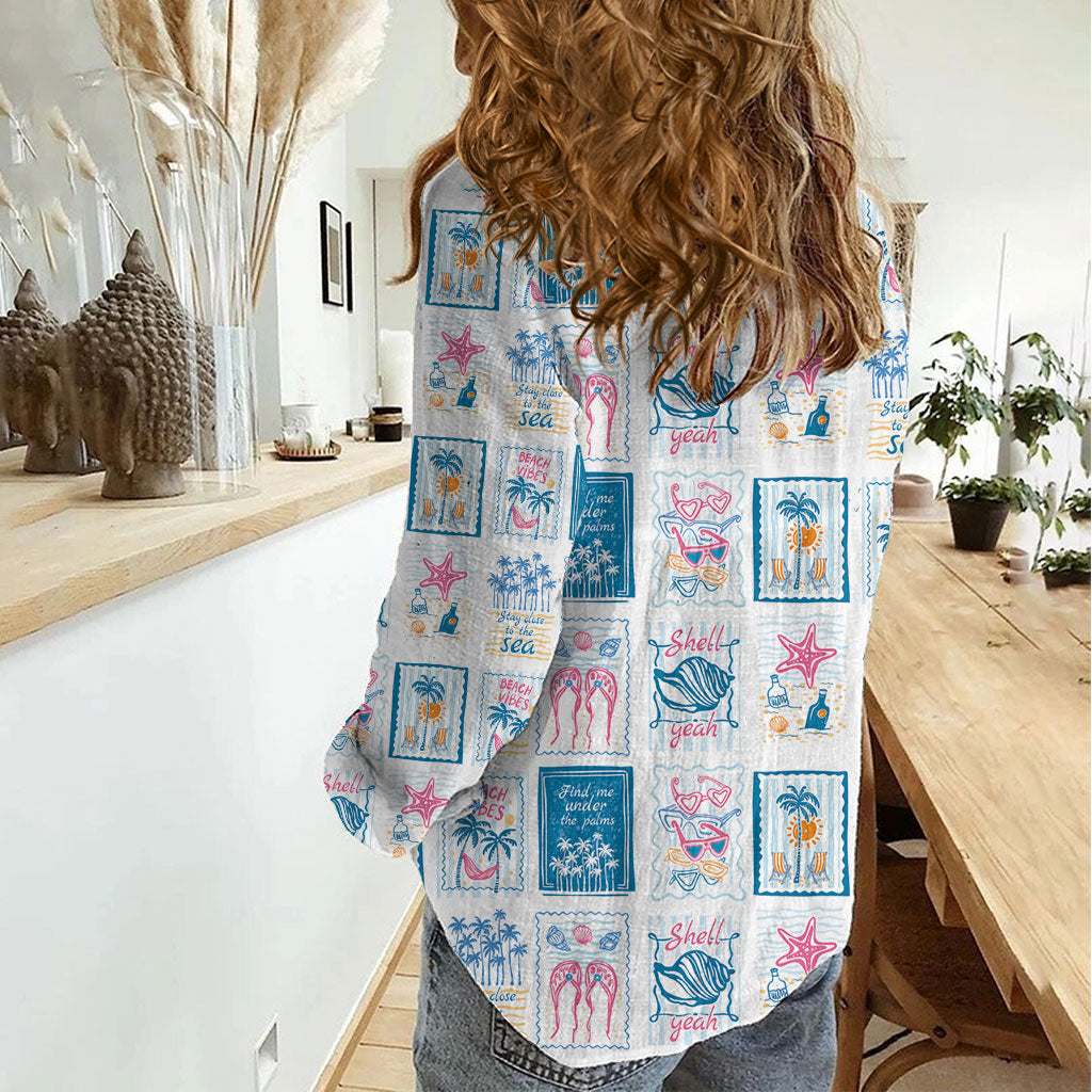 Hawaii Coastal Summer Postcard Women Casual Shirt LT01 - Polynesian Pride