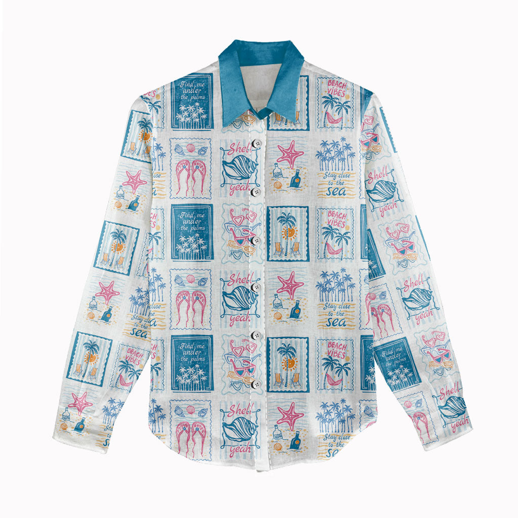 Hawaii Coastal Summer Postcard Women Casual Shirt LT01 - Polynesian Pride