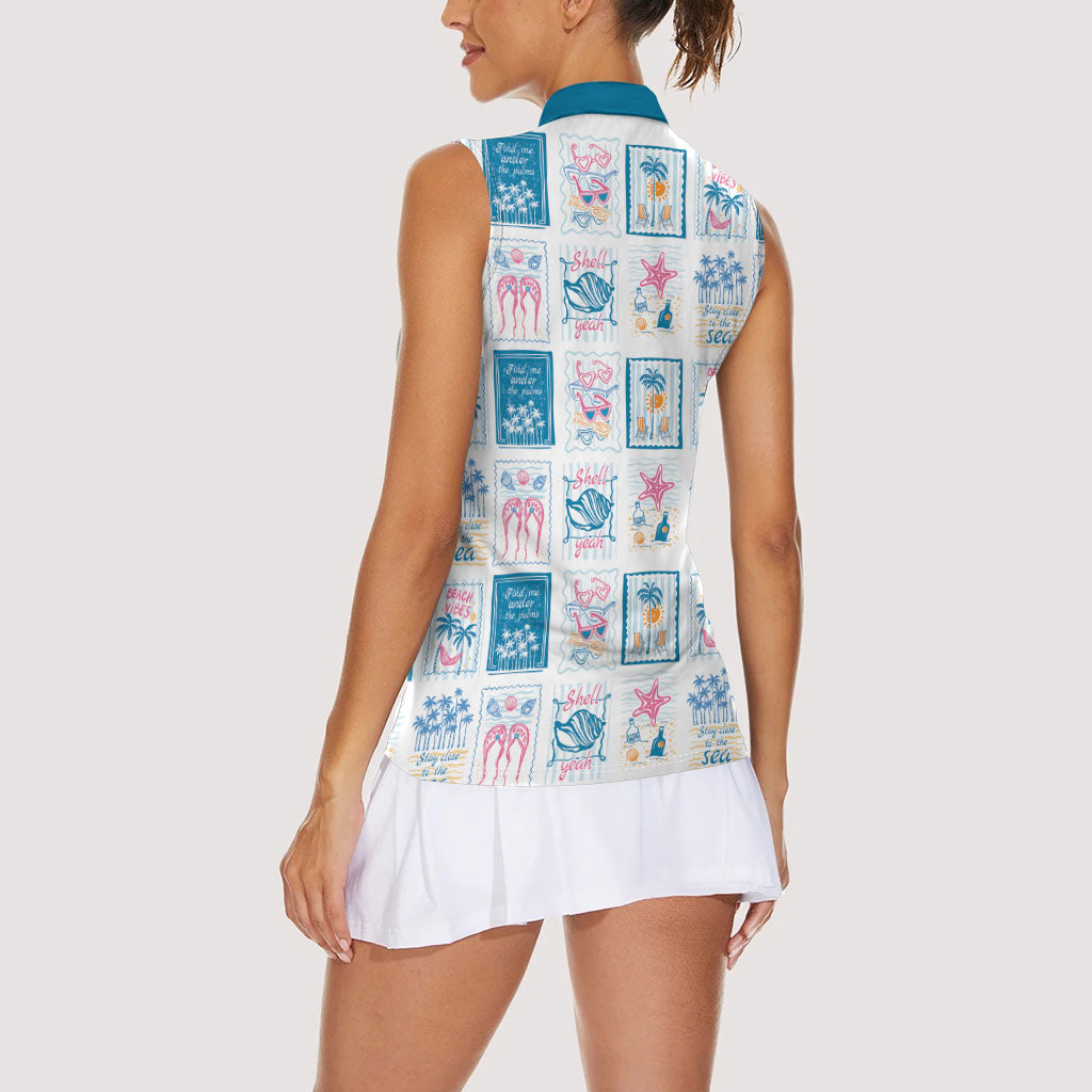 Hawaii Coastal Summer Postcard Women Sleeveless Polo Shirt LT01 - Polynesian Pride