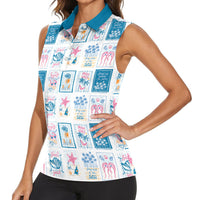 Hawaii Coastal Summer Postcard Women Sleeveless Polo Shirt LT01 - Polynesian Pride