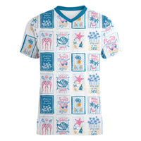 Hawaii Coastal Summer Postcard Women V-Neck T-Shirt LT01 Female Multicolor - Polynesian Pride