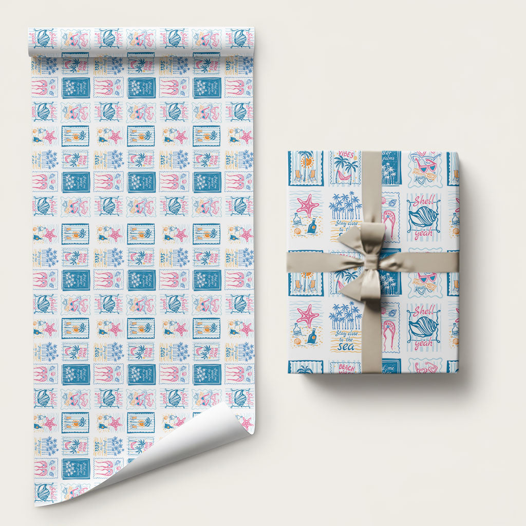 Hawaii Coastal Summer Postcard Wrapping Paper LT01 58" × 23" Multicolor - Polynesian Pride