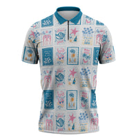 Hawaii Coastal Summer Postcard Zipper Polo Shirt LT01 Multicolor - Polynesian Pride