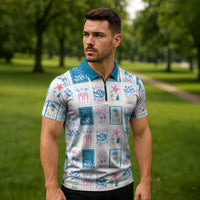 Hawaii Coastal Summer Postcard Zipper Polo Shirt LT01 - Polynesian Pride