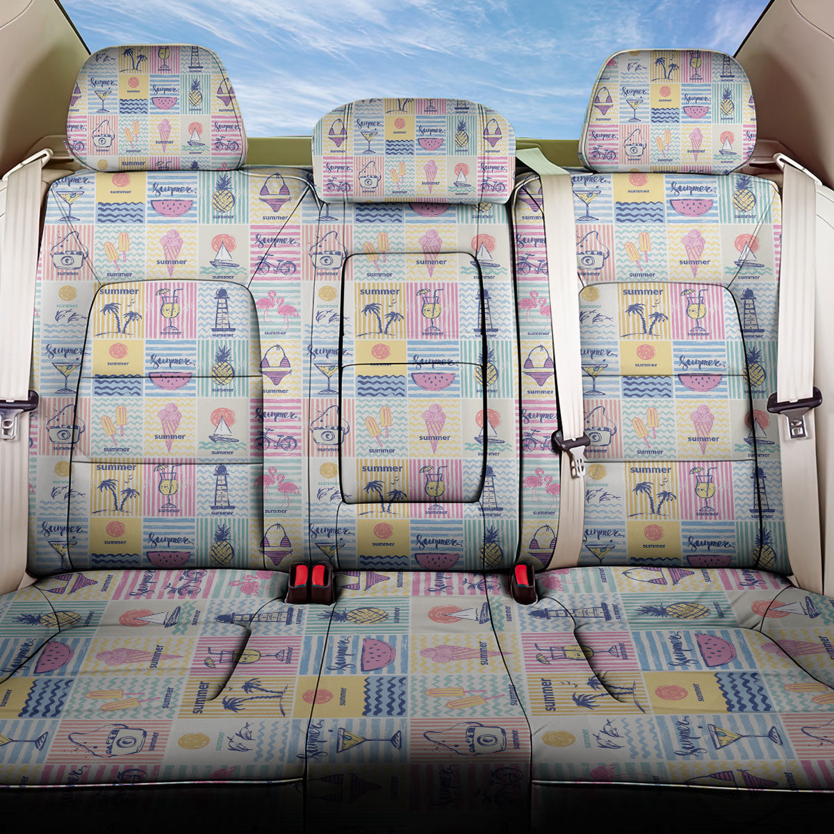 Aloha Summer Posters Grunge Textures Back Car Seat Cover LT01 One Size Multicolor - Polynesian Pride
