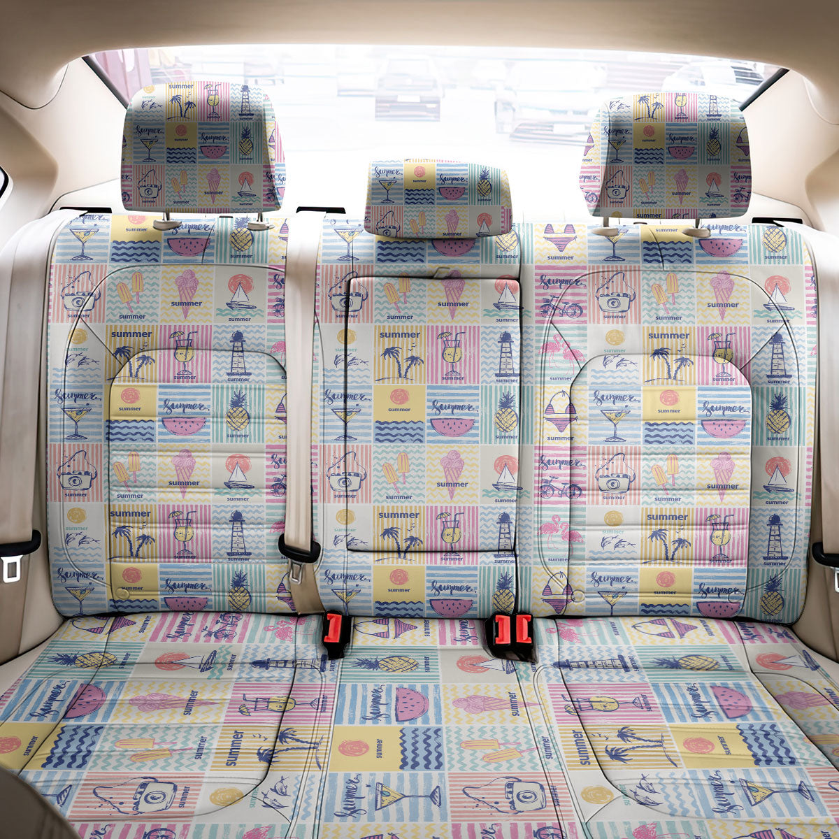 Aloha Summer Posters Grunge Textures Back Car Seat Cover LT01 - Polynesian Pride