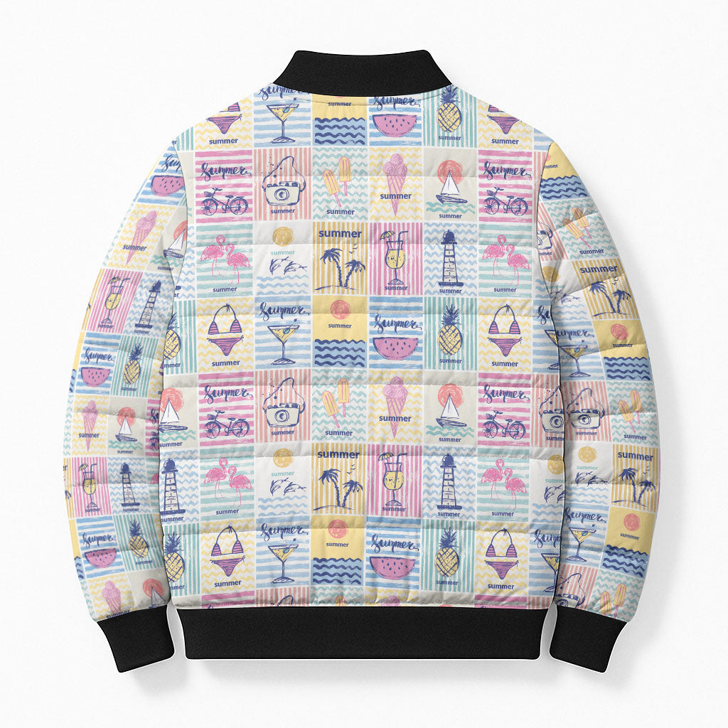 Aloha Summer Posters Grunge Textures Bomber Puffer Jacket LT01 - Polynesian Pride