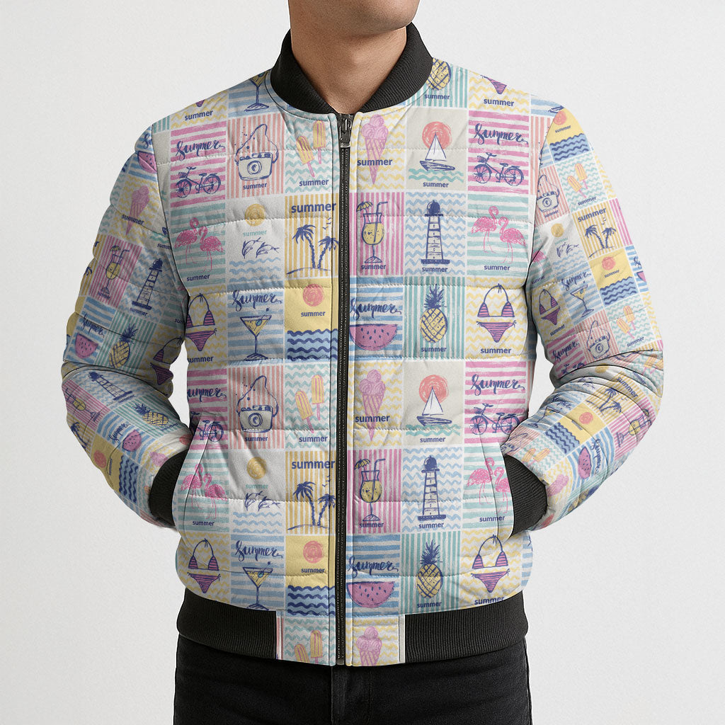 Aloha Summer Posters Grunge Textures Bomber Puffer Jacket LT01 - Polynesian Pride