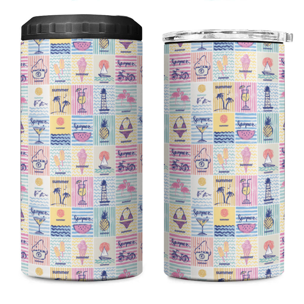 Aloha Summer Posters Grunge Textures 4 in 1 Can Cooler Tumbler LT01 One Size: 16 oz Multicolor - Polynesian Pride