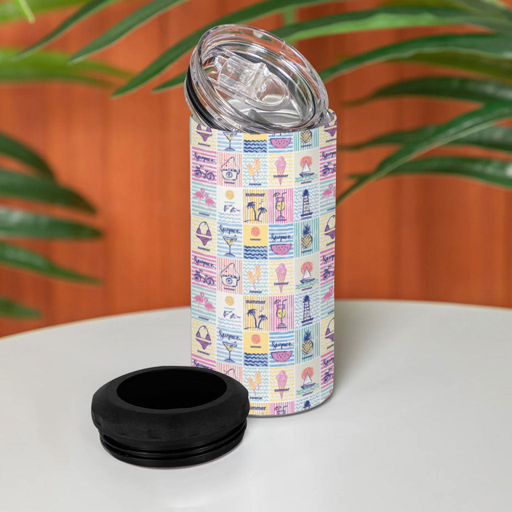 Aloha Summer Posters Grunge Textures 4 in 1 Can Cooler Tumbler LT01 - Polynesian Pride