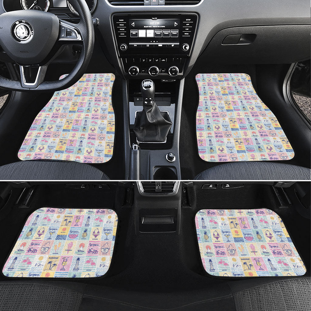Aloha Summer Posters Grunge Textures Car Mats LT01 Set 4pcs Multicolor - Polynesian Pride